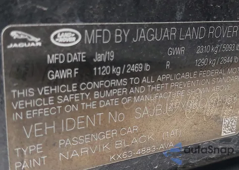 2019 Jaguar Xf 25T Premium from USA, damaged, VIN SAJBJ4FX9KCY78983